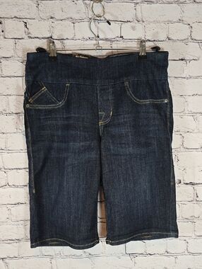 Rock & Republic Stretch Rx Dark Blue Pull On-Denim Bermuda Shorts Size 12